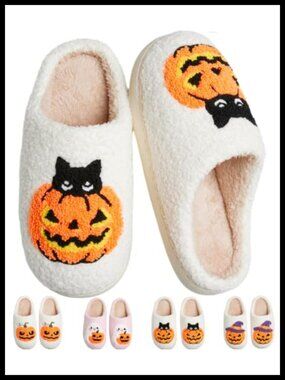 Fuzzy Plush House Slippers Non-Slip Memory Foam Pull-On